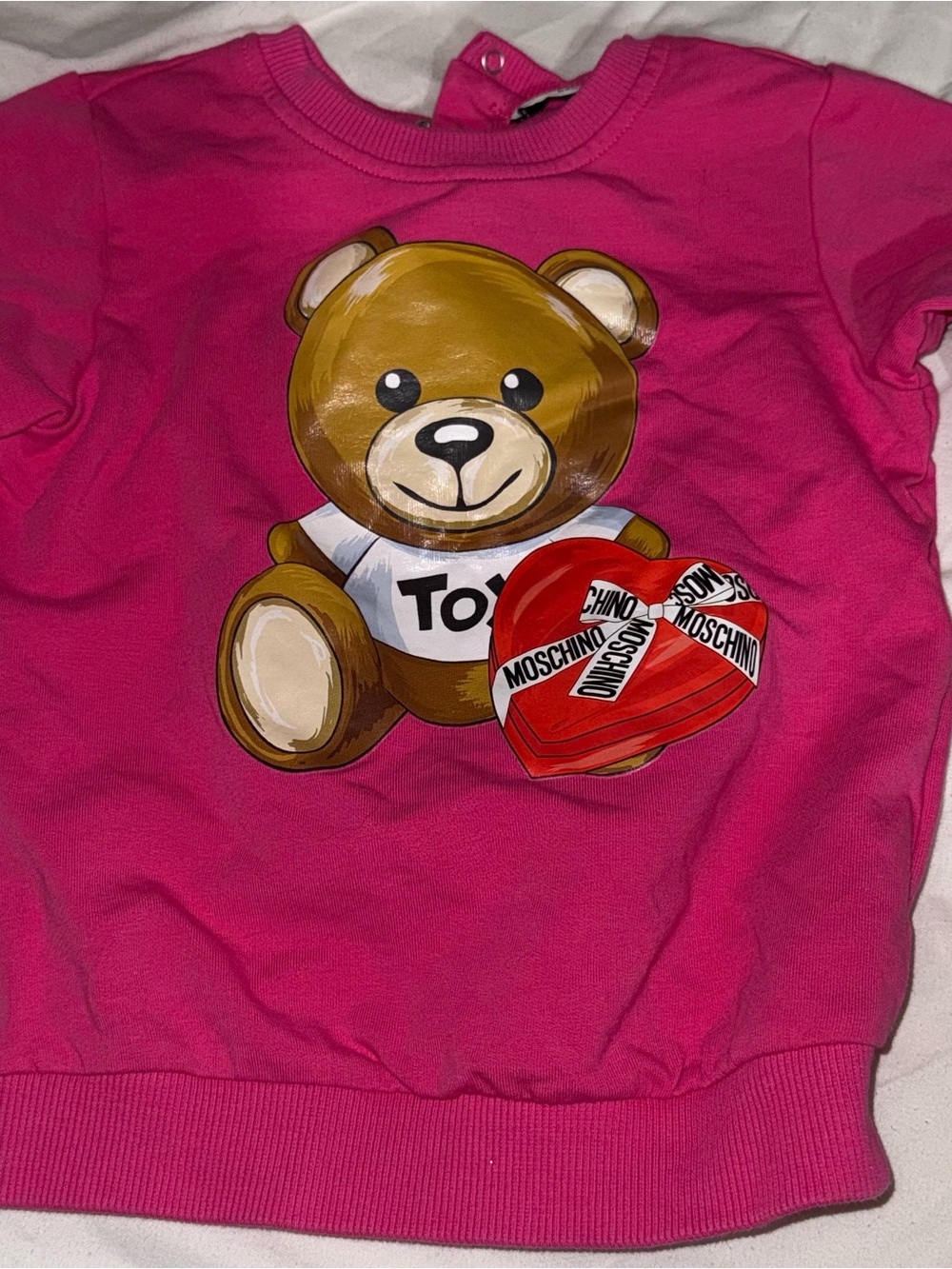 Moschino Kids Hot Pink Teddy Bear Heart Sweatshirt
